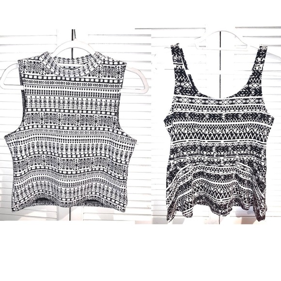 Bundle of 2 Blouses black and white Express and H&M Large - Picture 1 of 8